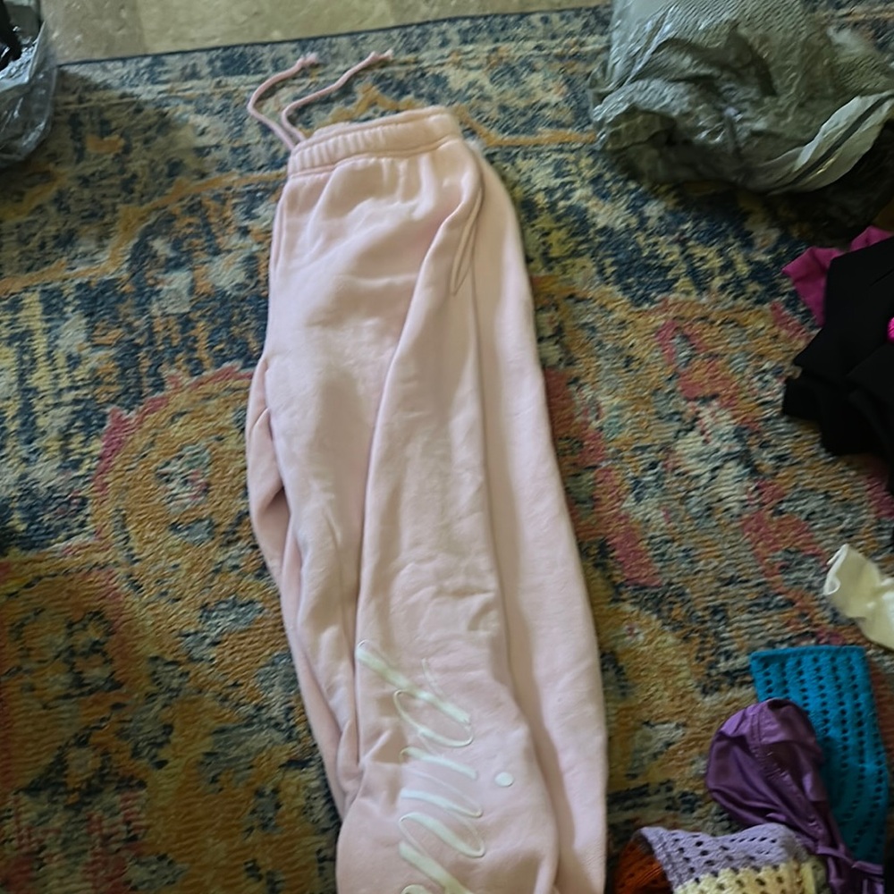 Pink Sweatpants with White Logo